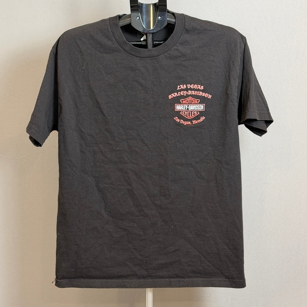 Harley-Davidson Shirt Mens Large Black Las Vegas Skull Motorcycle Graphic Tee